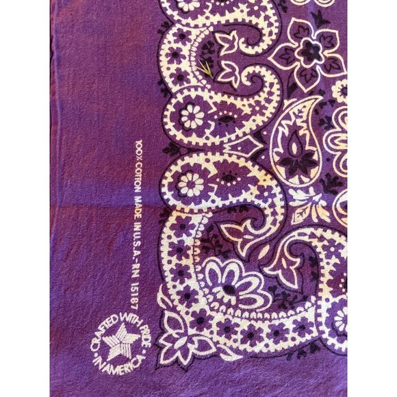 Vtg Purple Bandana Crafted with Pride Made in USA Cotton RN15187 - Picture 2 of 4